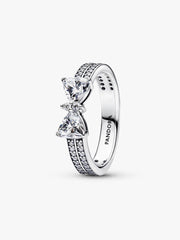 Sparkling Bow Double-row Ring Sterling silver