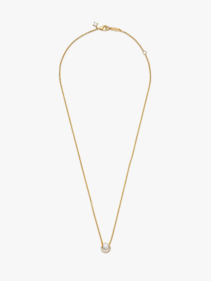 Sparkling Round Halo Pendant Collier Necklace 14k gold plating