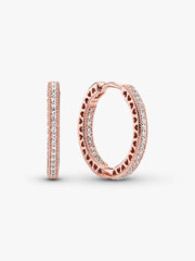 FINAL SALE - Sparkle and Hearts Hoop Earrings 14k rose gold plating