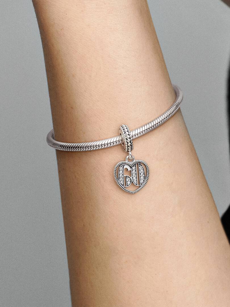 60th Celebration Dangle Charm Sterling silver