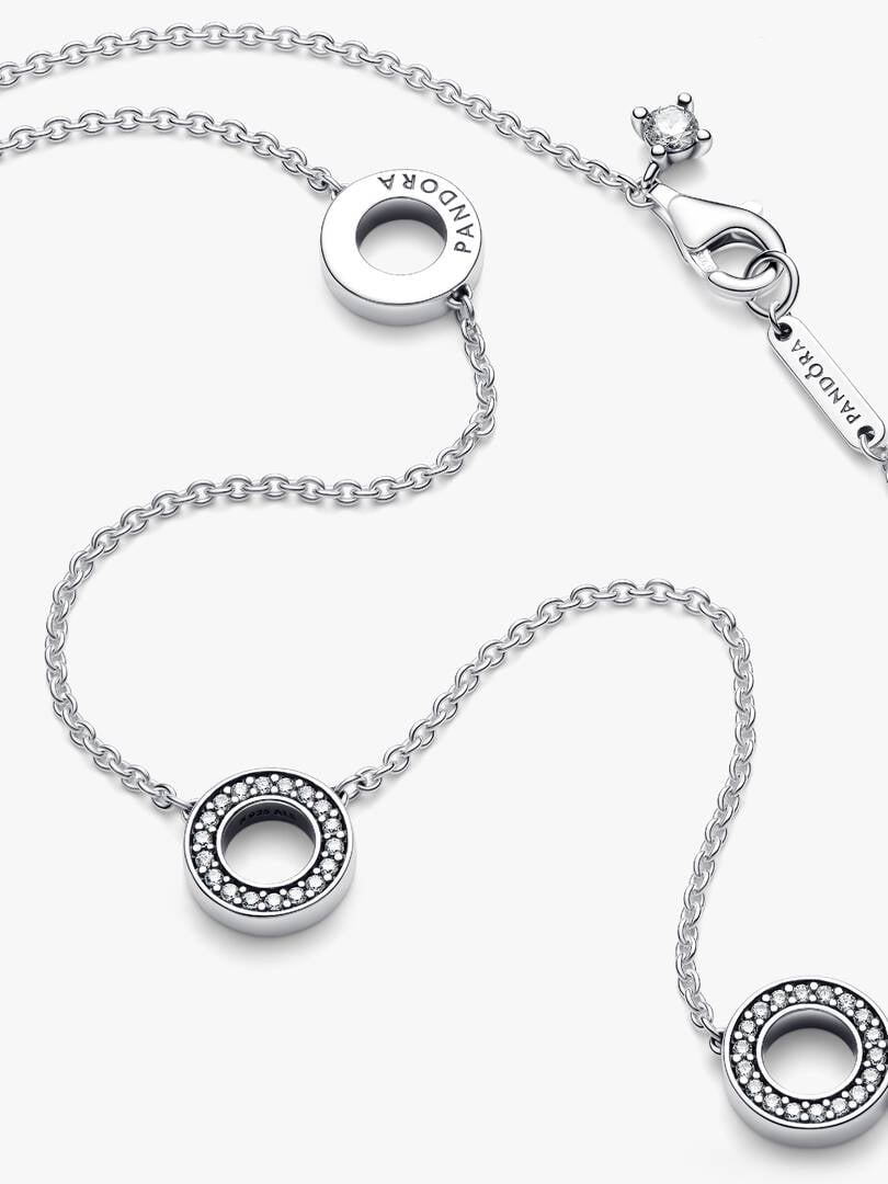 FINAL SALE - Pavé Circles Chain Necklace Sterling silver