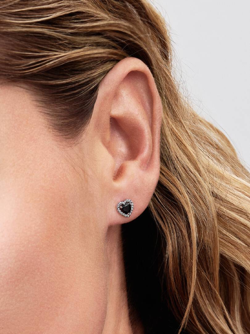 Elevated Heart Stud Earrings Sterling silver