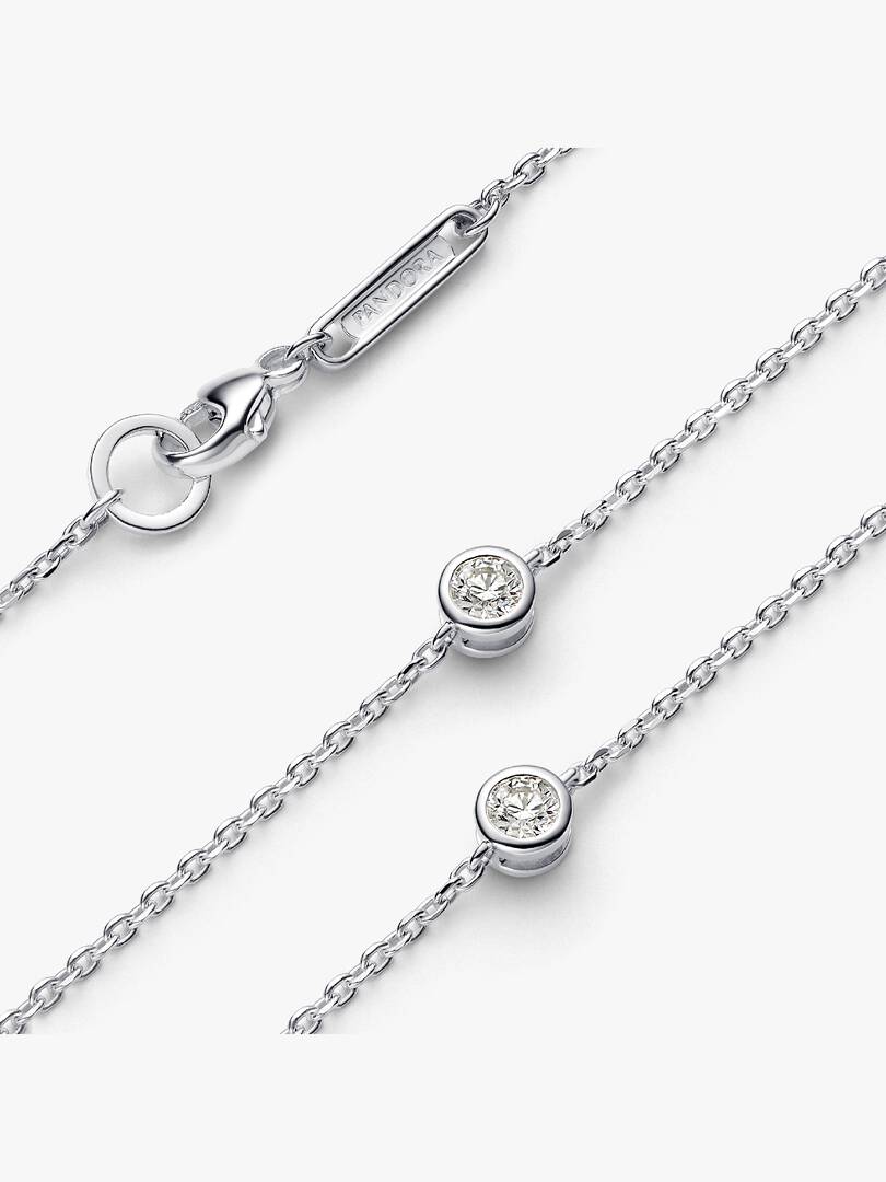 FINAL SALE - Pandora Era Bezel Sterling Silver Lab-grown Diamond Station Necklace 0.30 ct TW, Sterling silver