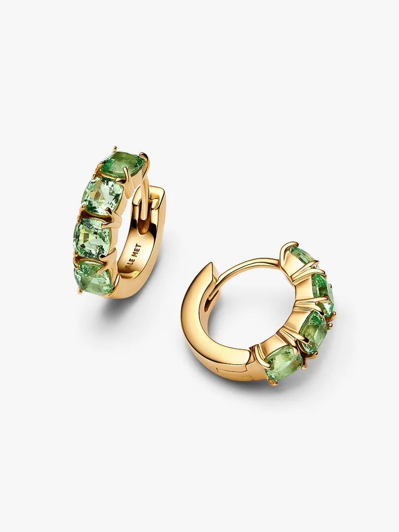 Green Hoop Earrings 14k gold plating