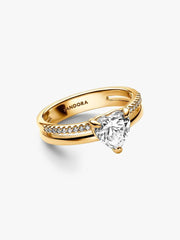 Double Band Heart Ring 14k gold plating
