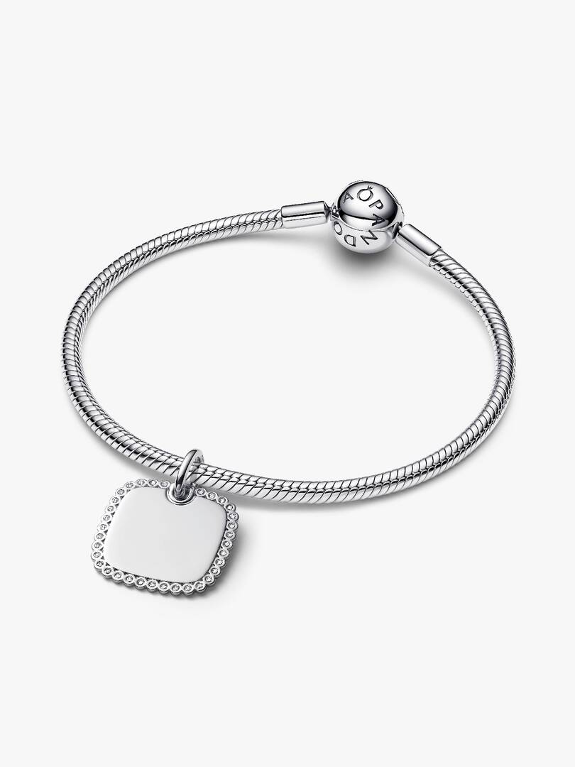 Engravable Square Tag Pendant Sterling silver