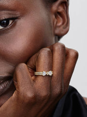 Sparkling Bow Double-row Ring 14k gold plating