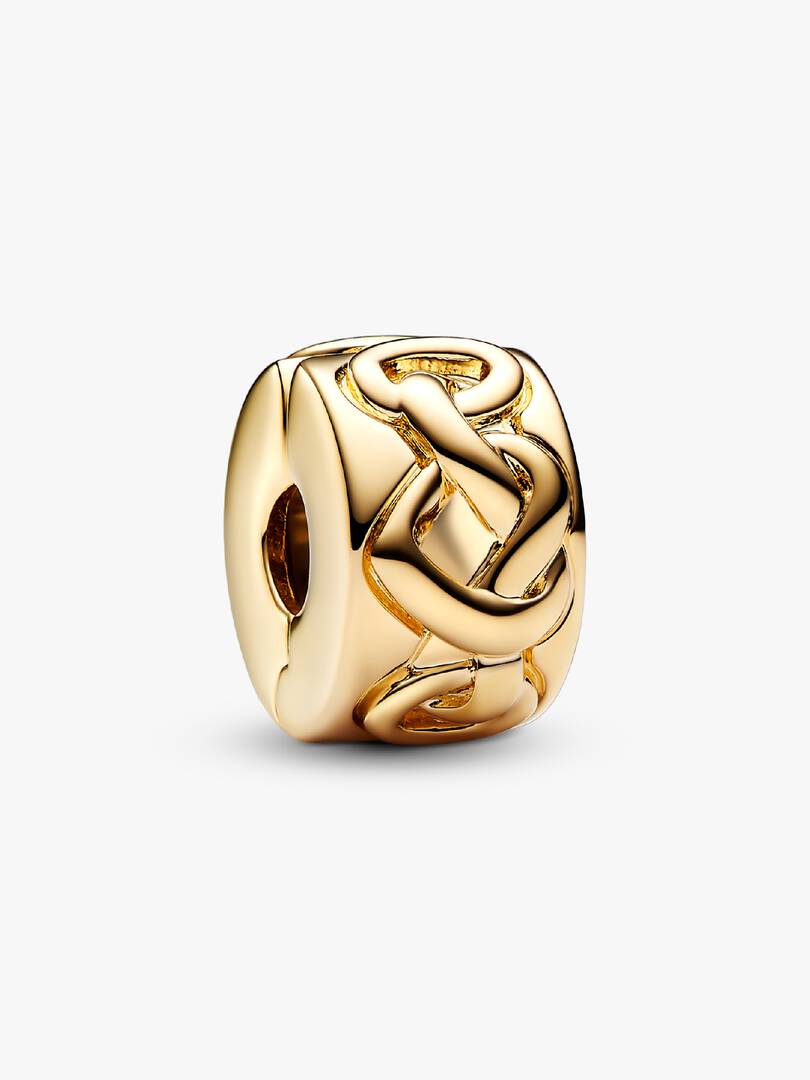Knotted Hearts Clip Charm 14k gold plating