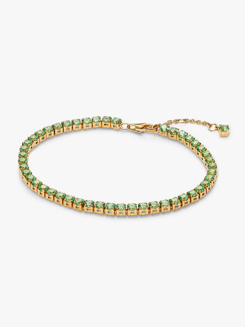 Sparkling Green Tennis Bracelet 14k gold plating