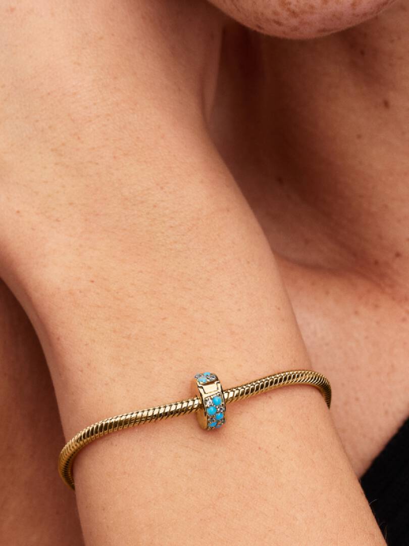 Aqua Blue Clip Charm 14k gold plating