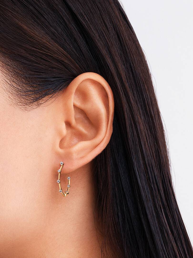 Pandora Era Lab-Grown Diamond Station Hoop Earrings 0.40 ct TW, 14k gold