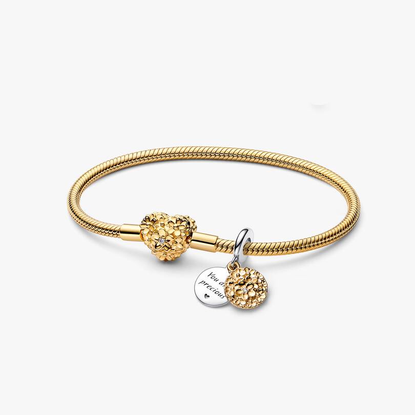 My Pandora Two Tone Daisy Dangle Charm Bracelet Set 2 Quantity