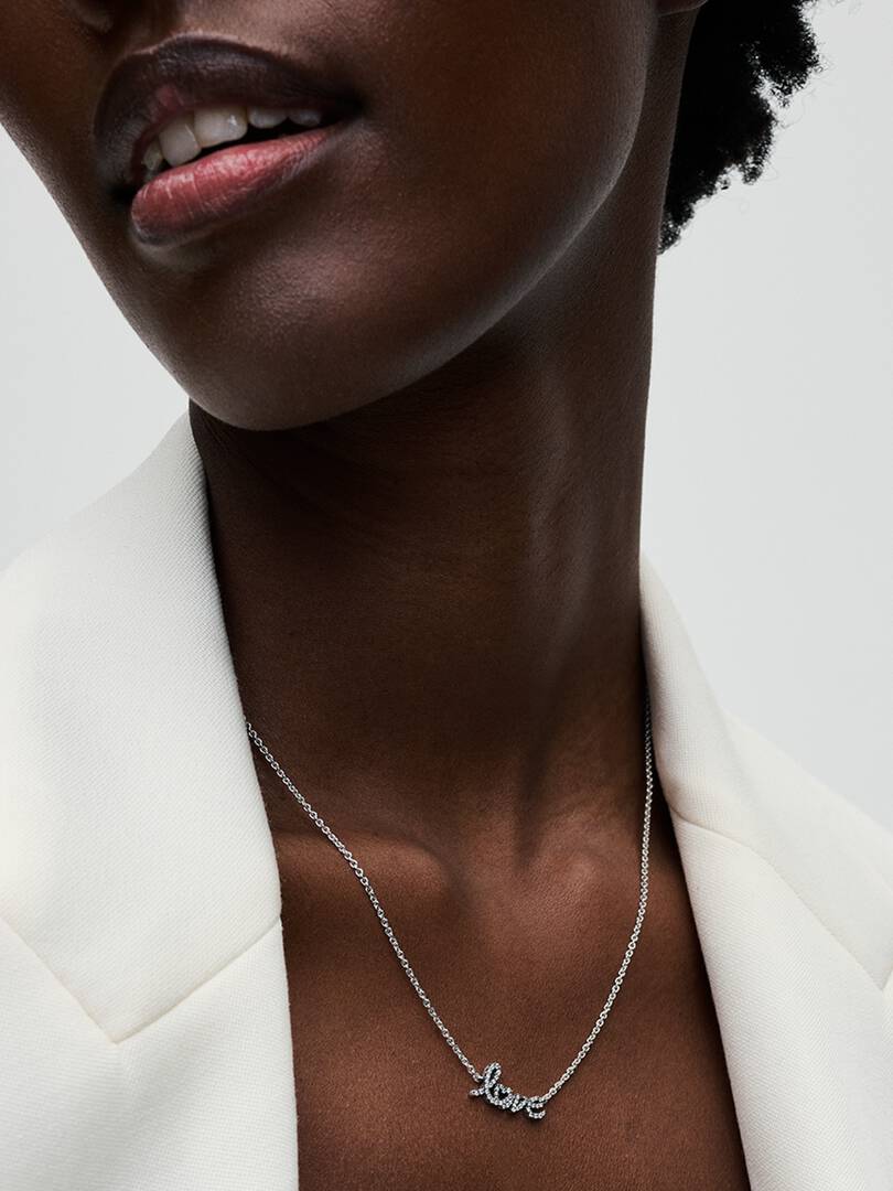 Sparkling Handwritten Love Collier Necklace Sterling silver