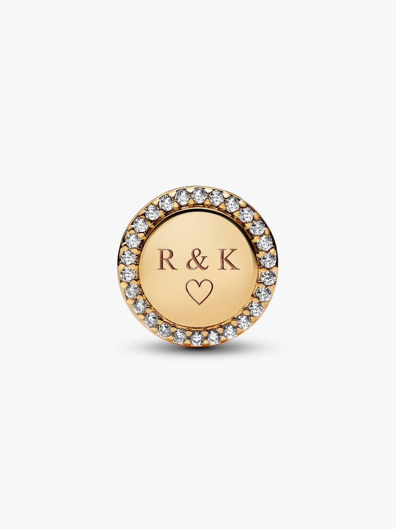 Engravable Sparkling Button Charm 14k gold plating
