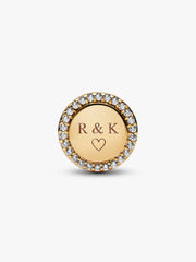 Engravable Sparkling Button Charm 14k gold plating