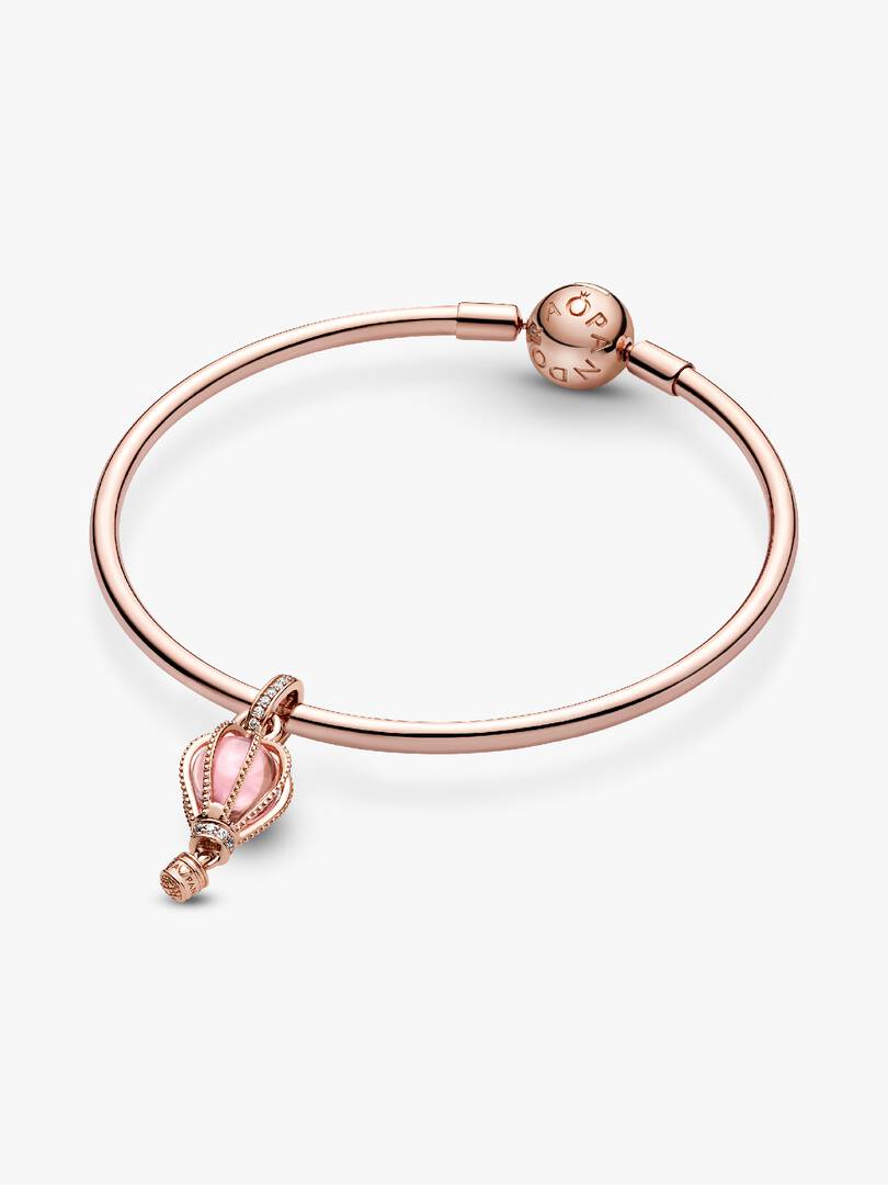 Sparkling Pink Hot Air Balloon Dangle Charm 14k rose gold plating