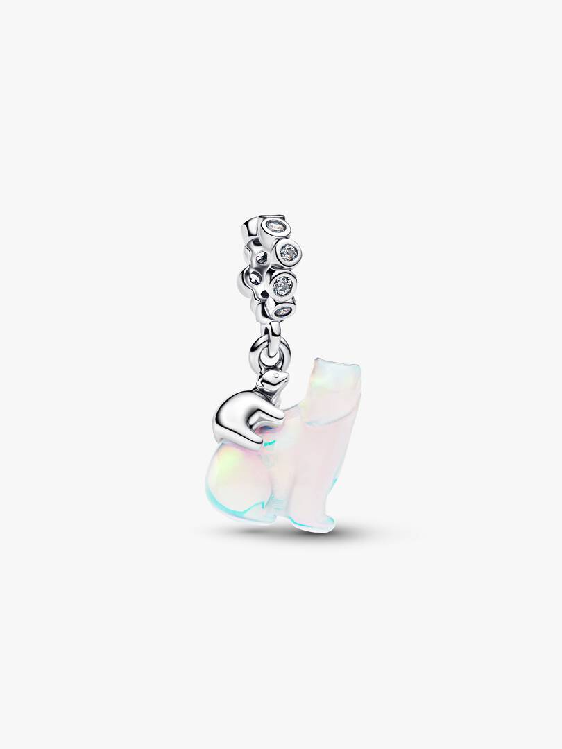 Polar Bear Mother & Cub Dangle Charm Sterling silver