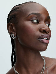 FINAL SALE - Treated Freshwater Cultured Pearl & Pavé Hoop Earrings Sterling silver