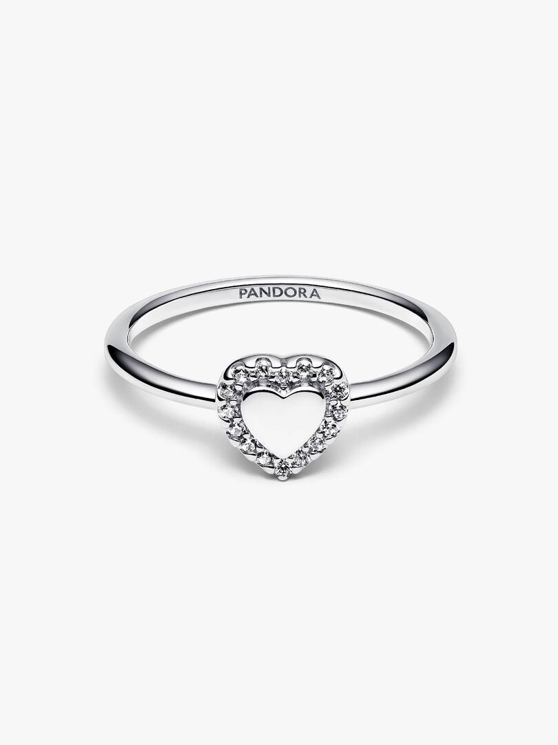 Engravable Heart Halo Ring Sterling silver