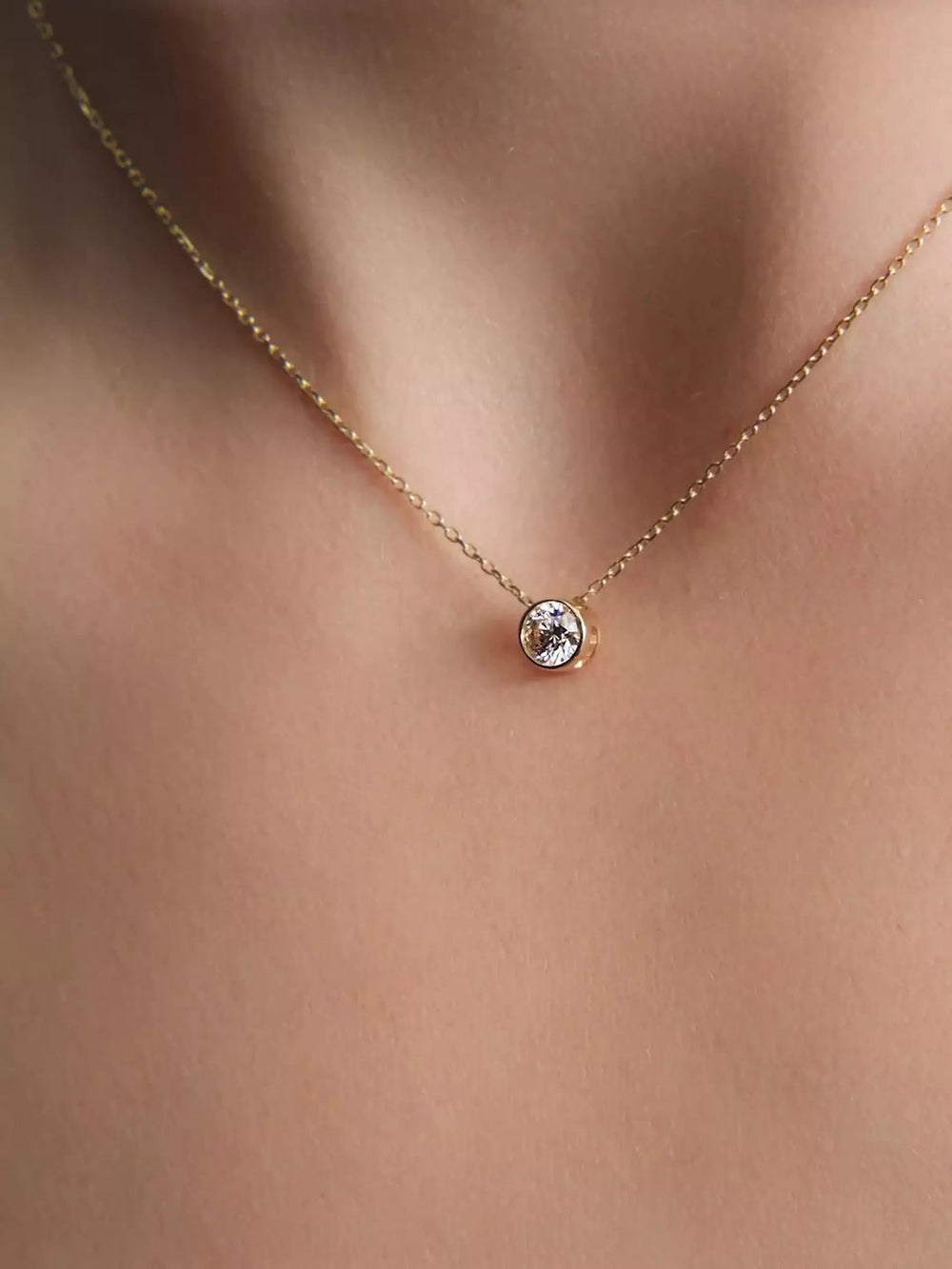 Pandora Era Bezel Lab-Grown Diamond Pendant Necklace 0.50 ct TW, 14k gold