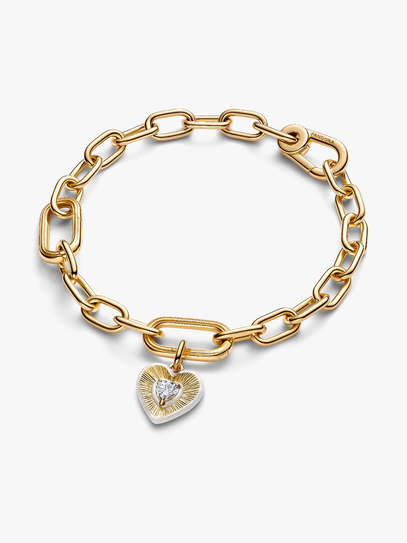 Radiating White Heart Medallion Charm 14k gold plating