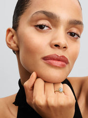 Oval Sparkling Halo Ring 14k gold plating