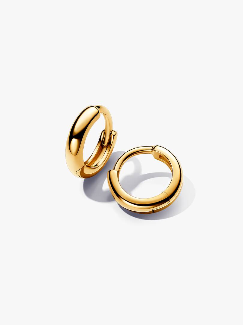 Round Huggie Hoop Earrings 14k gold plating
