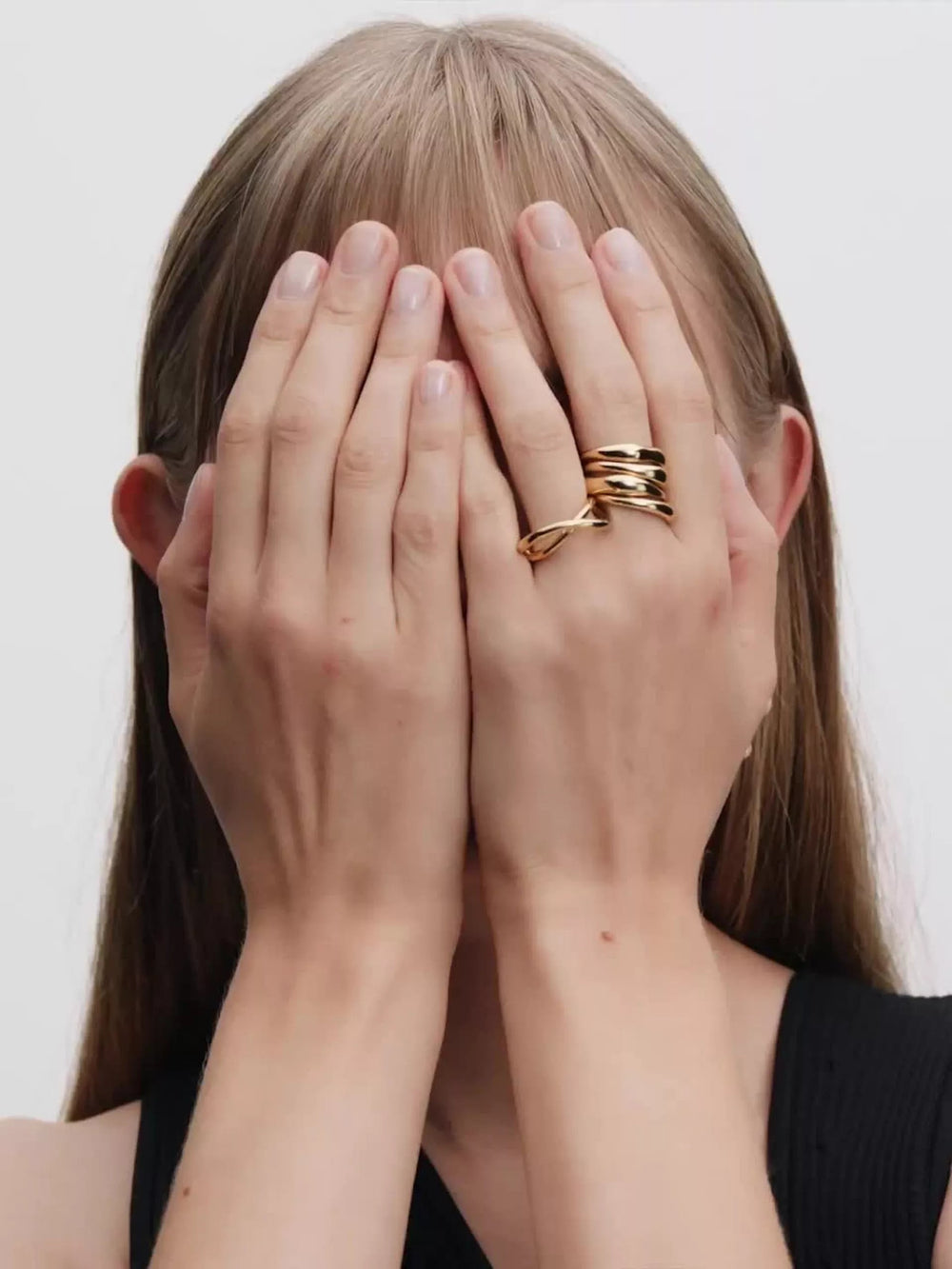 Organically Shaped Stacking Rings 14k gold plating