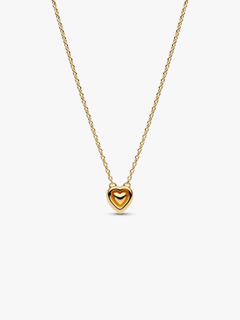 Engravable Heart Halo Collier Necklace 14k gold plating