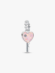 Opalescent Heart Key Dangle Charm Sterling silver