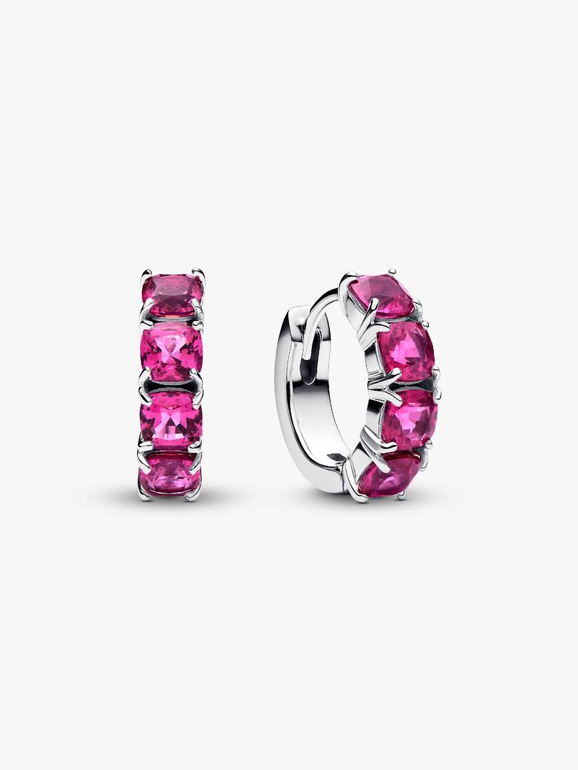 Pink Hoop Earrings Sterling silver