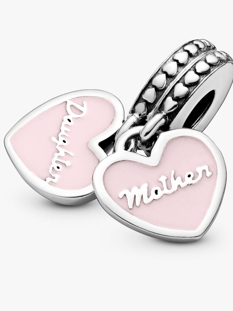 Mother & Daughter Hearts Dangle Charm Sterling silver