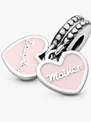 Mother & Daughter Hearts Dangle Charm Sterling silver