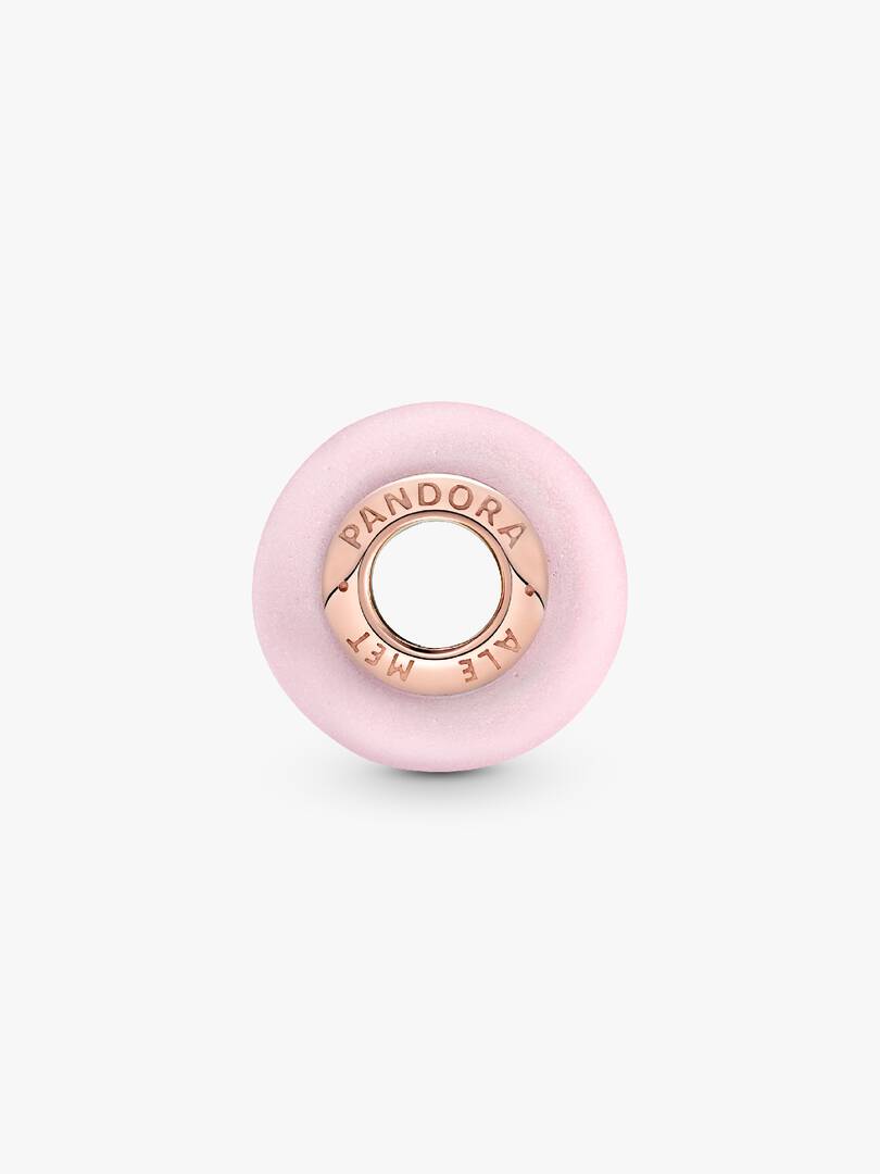 Matte Pink Murano Glass Charm 14k rose gold plating