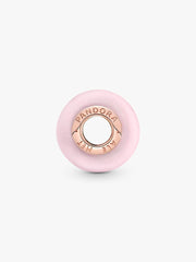 Matte Pink Murano Glass Charm 14k rose gold plating