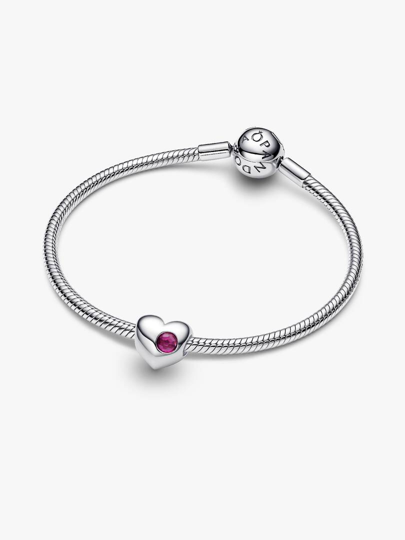 Engravable True Red Stone Heart Charm Sterling silver