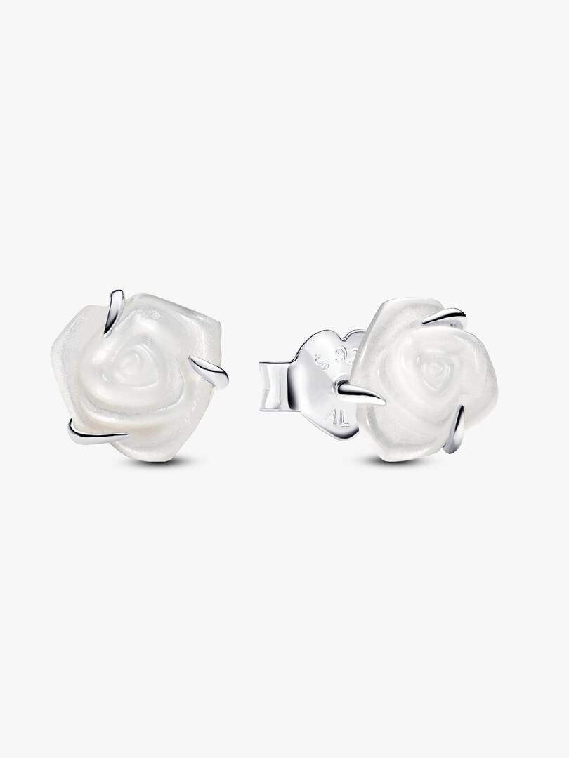 FINAL SALE - White Rose in Bloom Stud Earrings Sterling silver