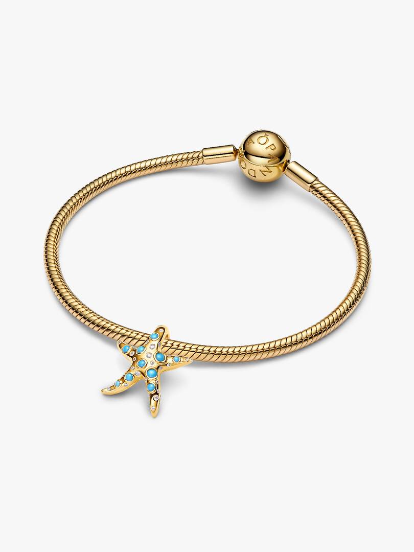 FINAL SALE - Sparkling Blue Starfish Dangle Charm 14k gold plating