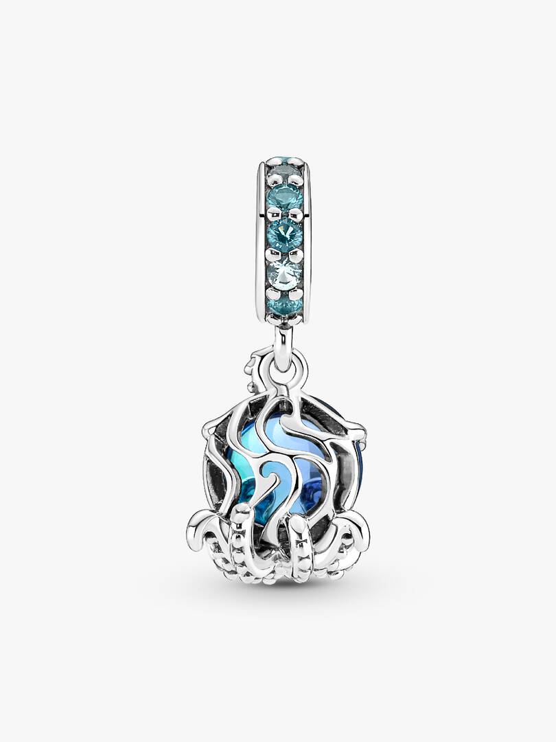 Murano Glass Cute Octopus Dangle Charm Sterling silver