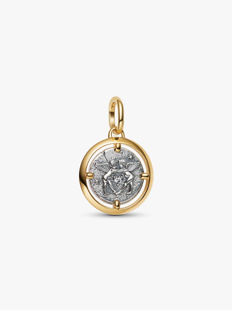 Cupids Medallion Charm Sterling silver, 14k gold plating