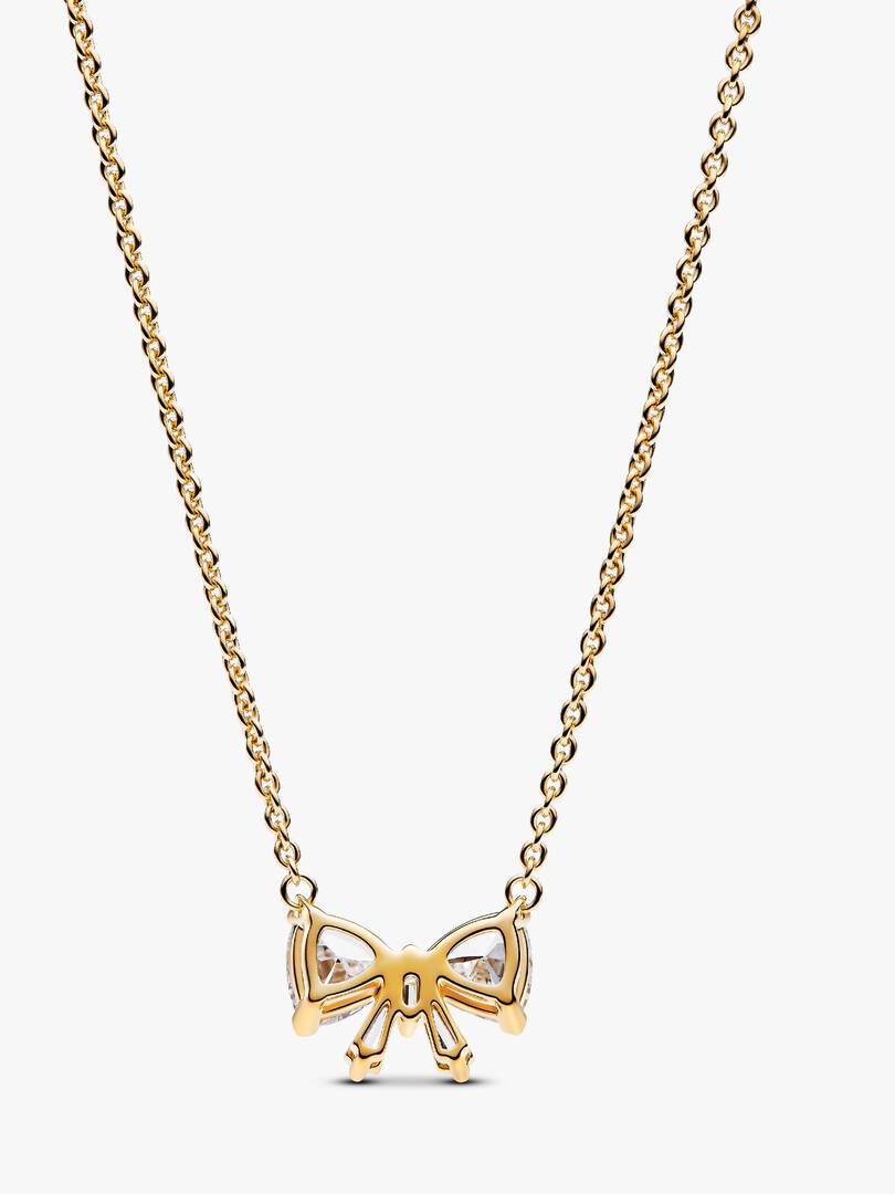 Sparkling Bow Necklace 14k gold plating