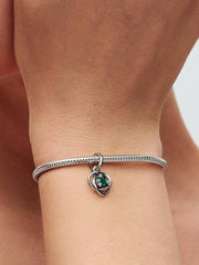 FINAL SALE - Green Eternity Circle Dangle Charm Sterling silver
