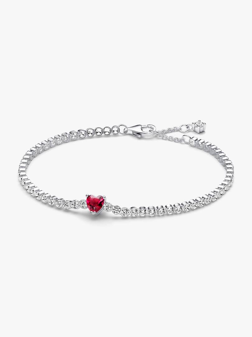 Red Sparkling Heart Tennis Bracelet Sterling silver