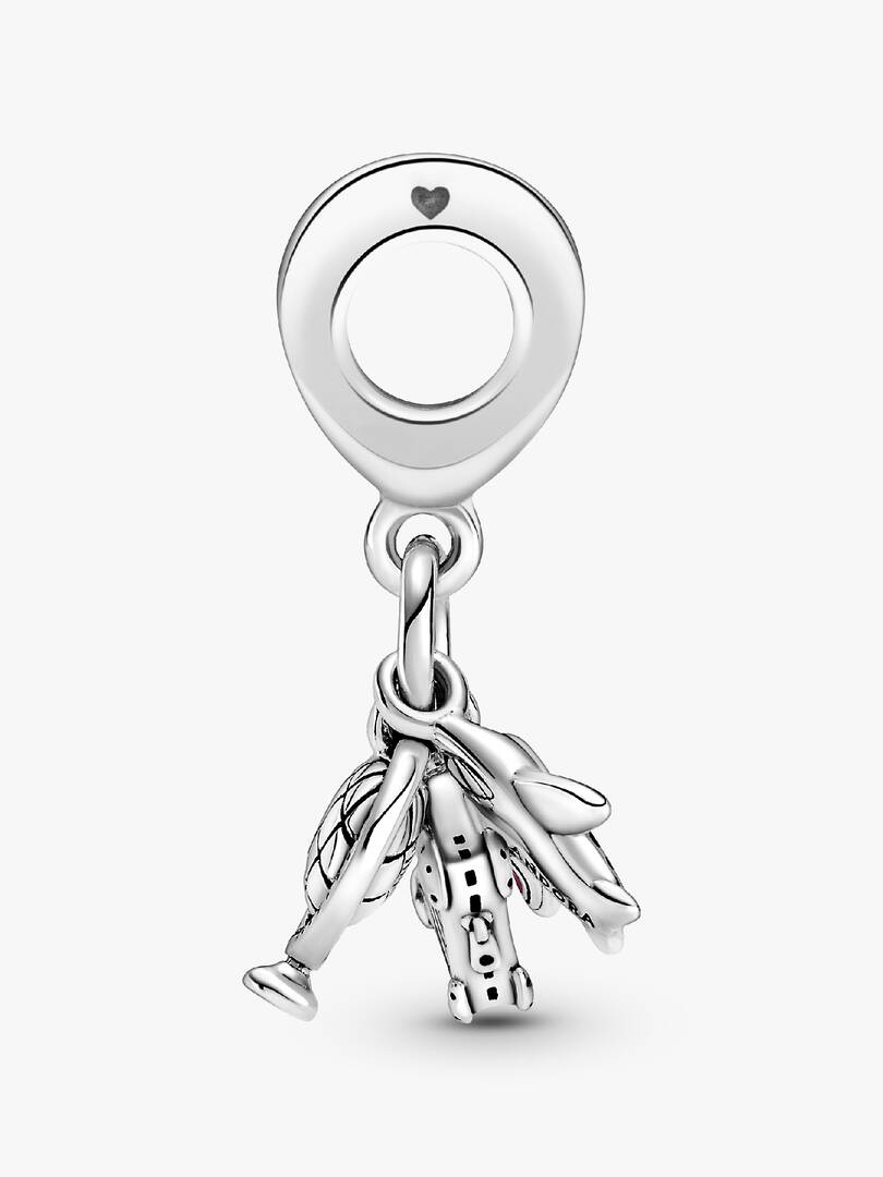 Airplane, Globe & Suitcase Dangle Charm Sterling silver