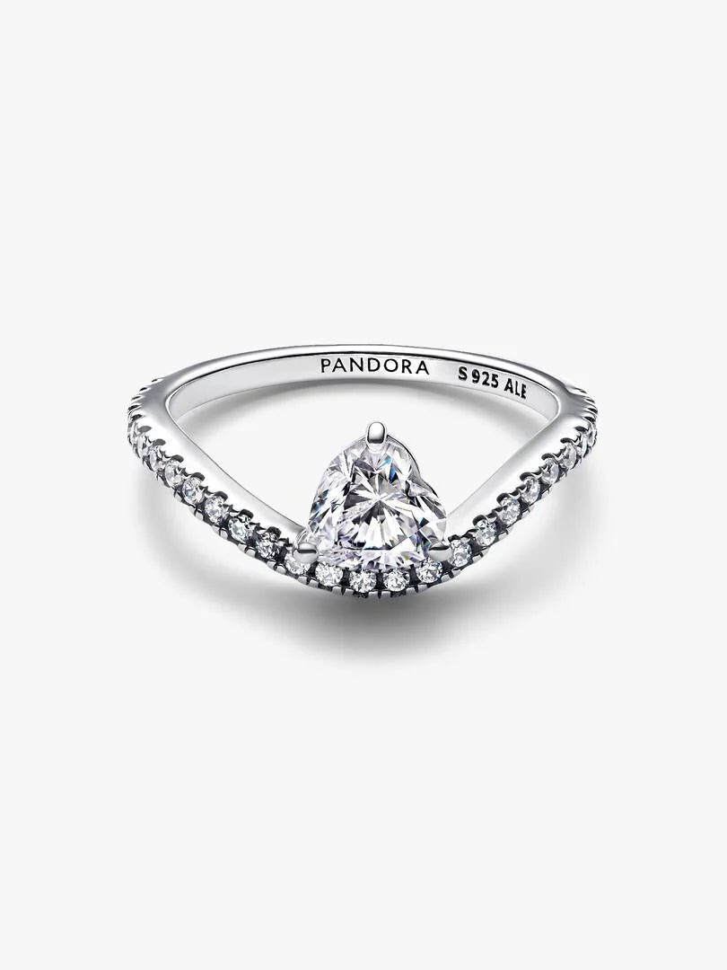 Wavy Pavé Heart Ring Sterling silver
