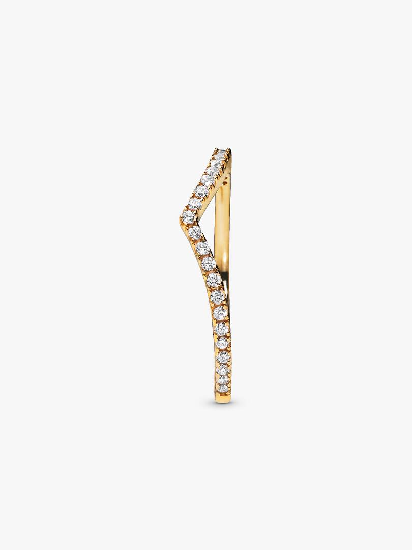 Sparkling Wishbone Ring 14k gold plating