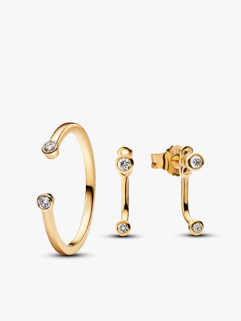 Lab-Grown Diamond Open Earring and Ring Set 2 Quantity