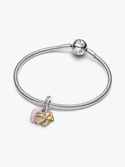Sparkling Infinity Heart Dangle Charm Sterling silver, 14k gold plating