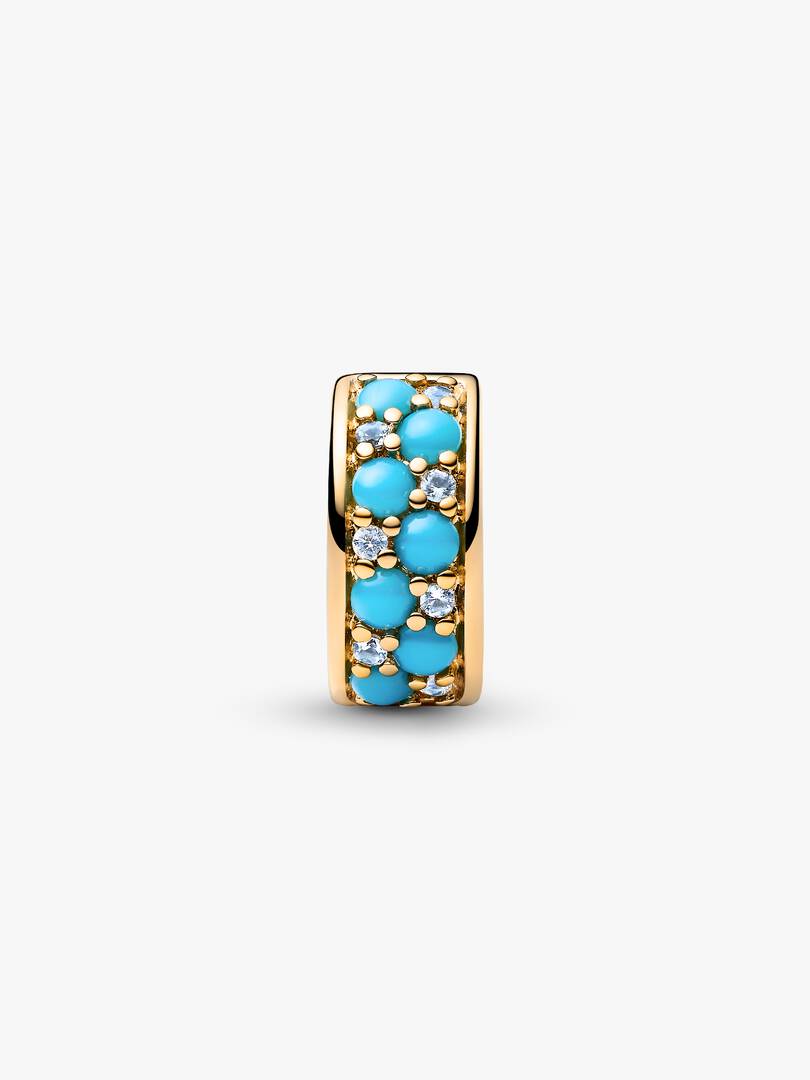 Aqua Blue Clip Charm 14k gold plating