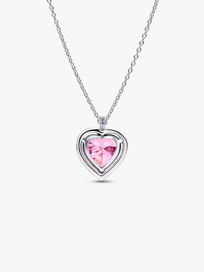 Pink Halo Heart Collier Necklace Sterling silver
